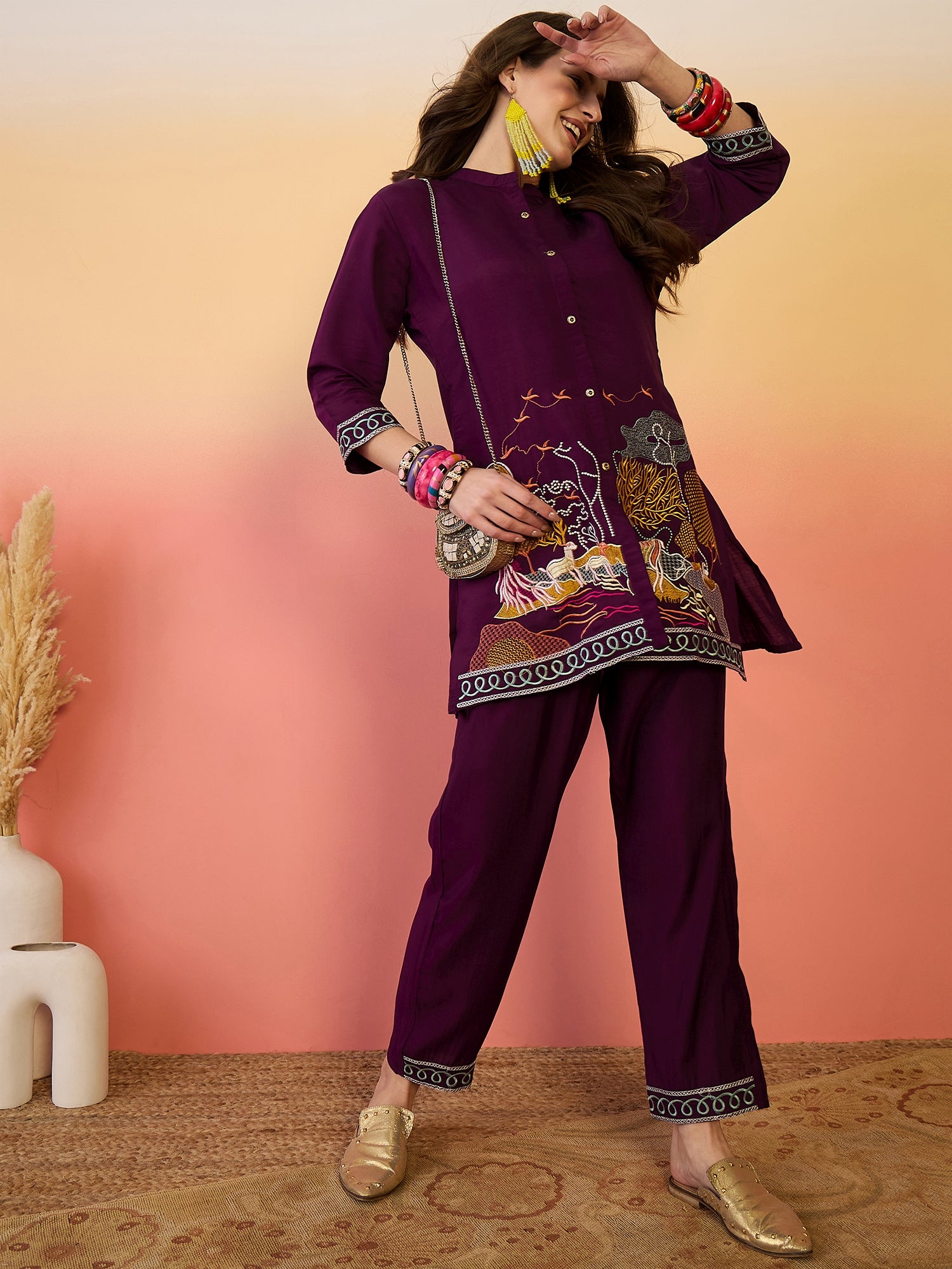 Embroidered Tunic With Trouser Co-Ords