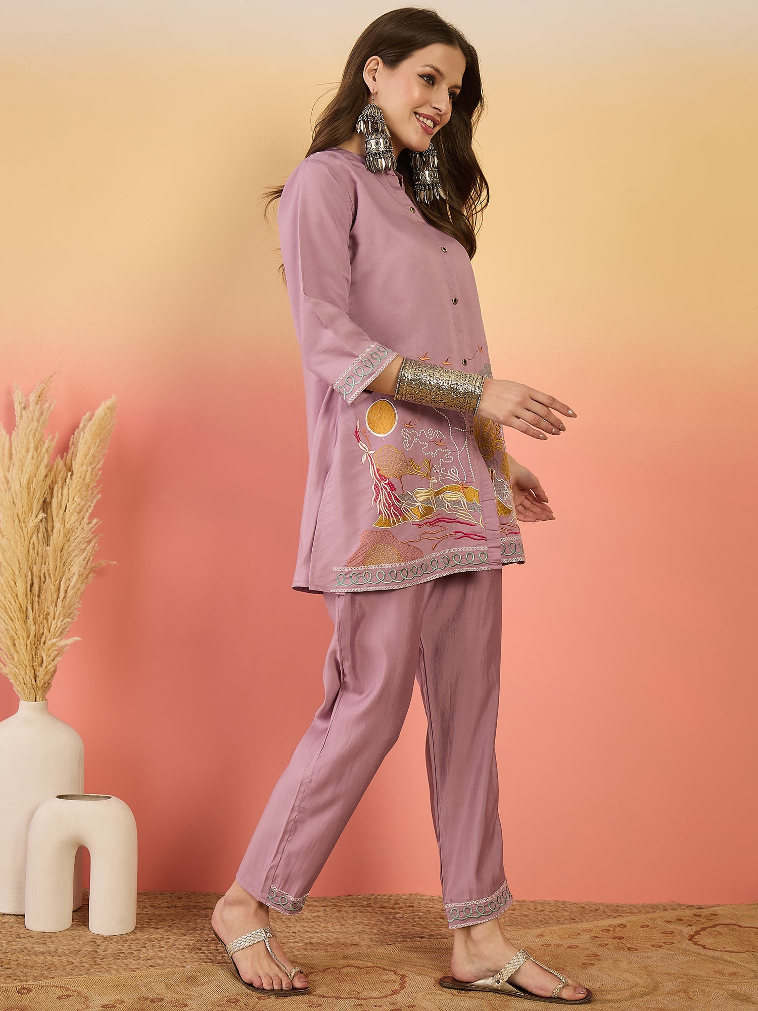 Embroidered Tunic With Trouser Co-Ords