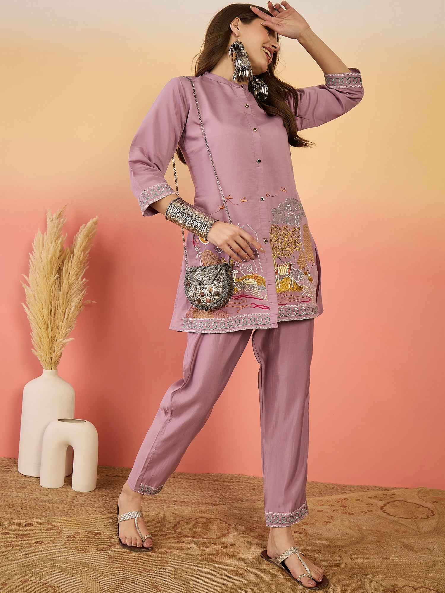 Embroidered Tunic With Trouser Co-Ords
