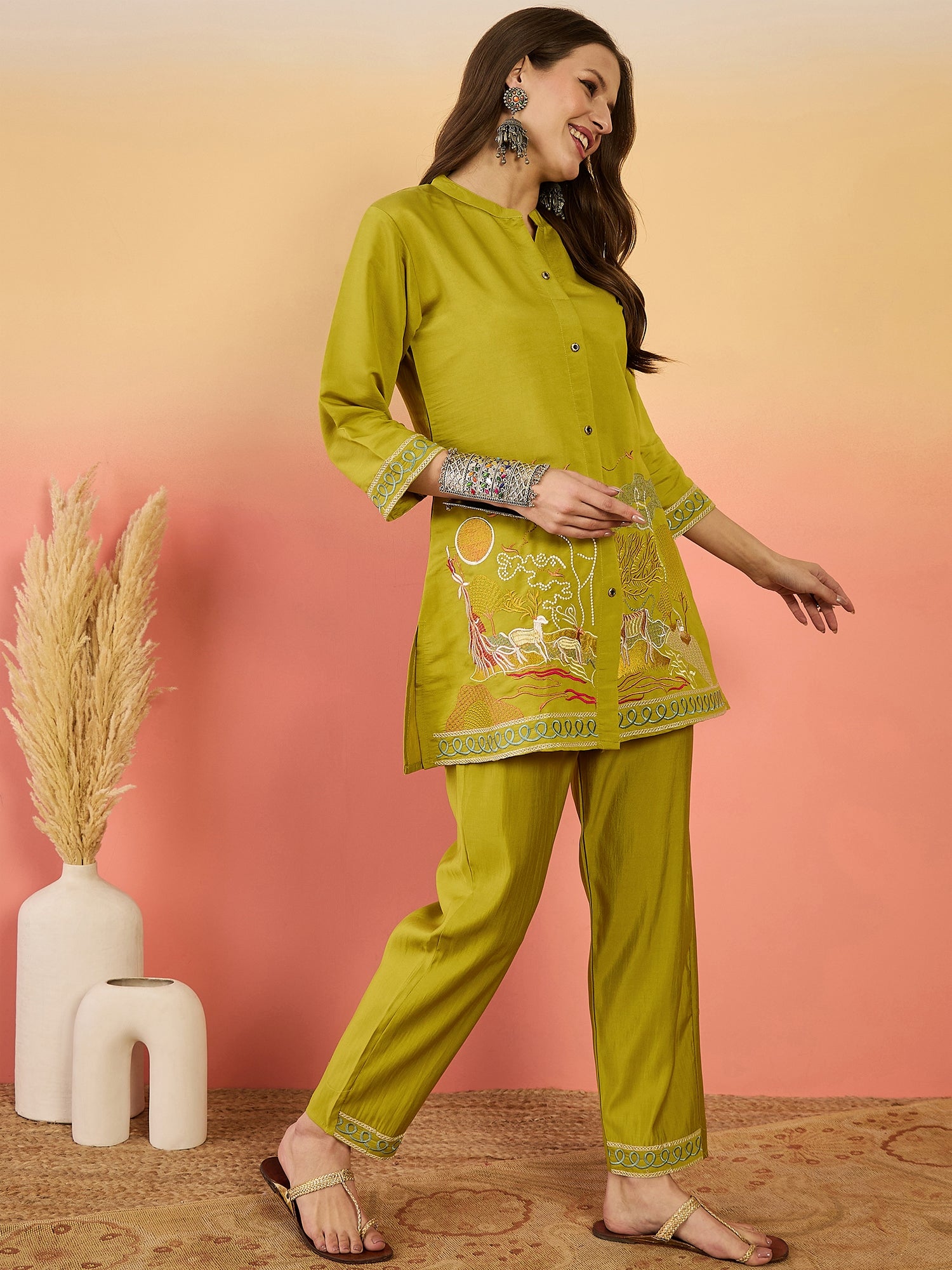 Embroidered Tunic With Trouser Co-Ords