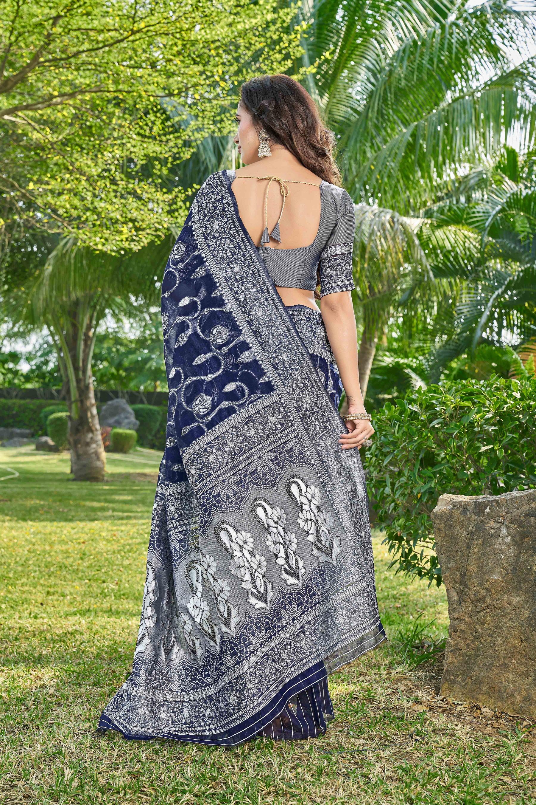 Floral Woven Design Zari Silk Cotton Saree