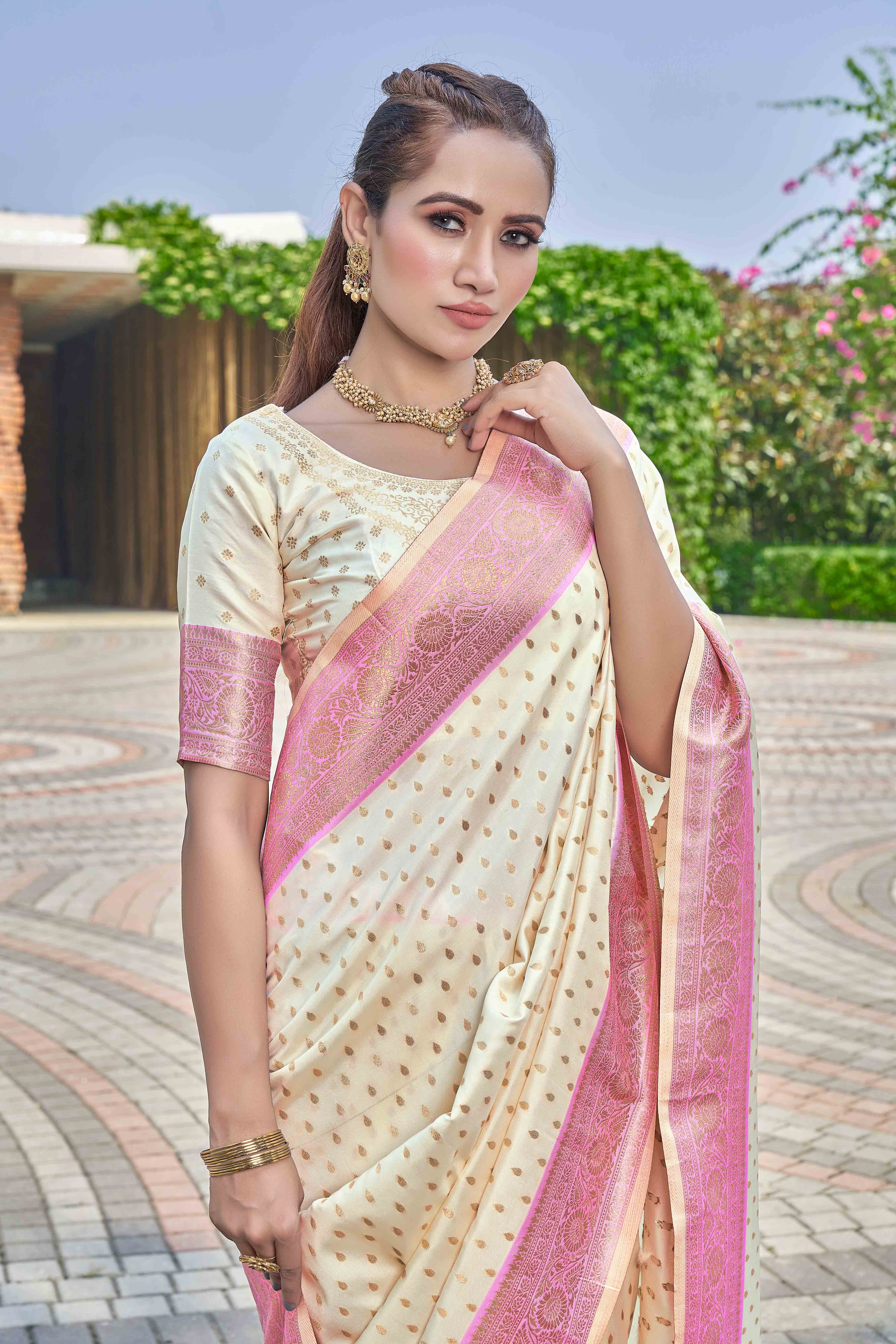 Ethnic Motifs Woven Design Zari Banarasi Saree