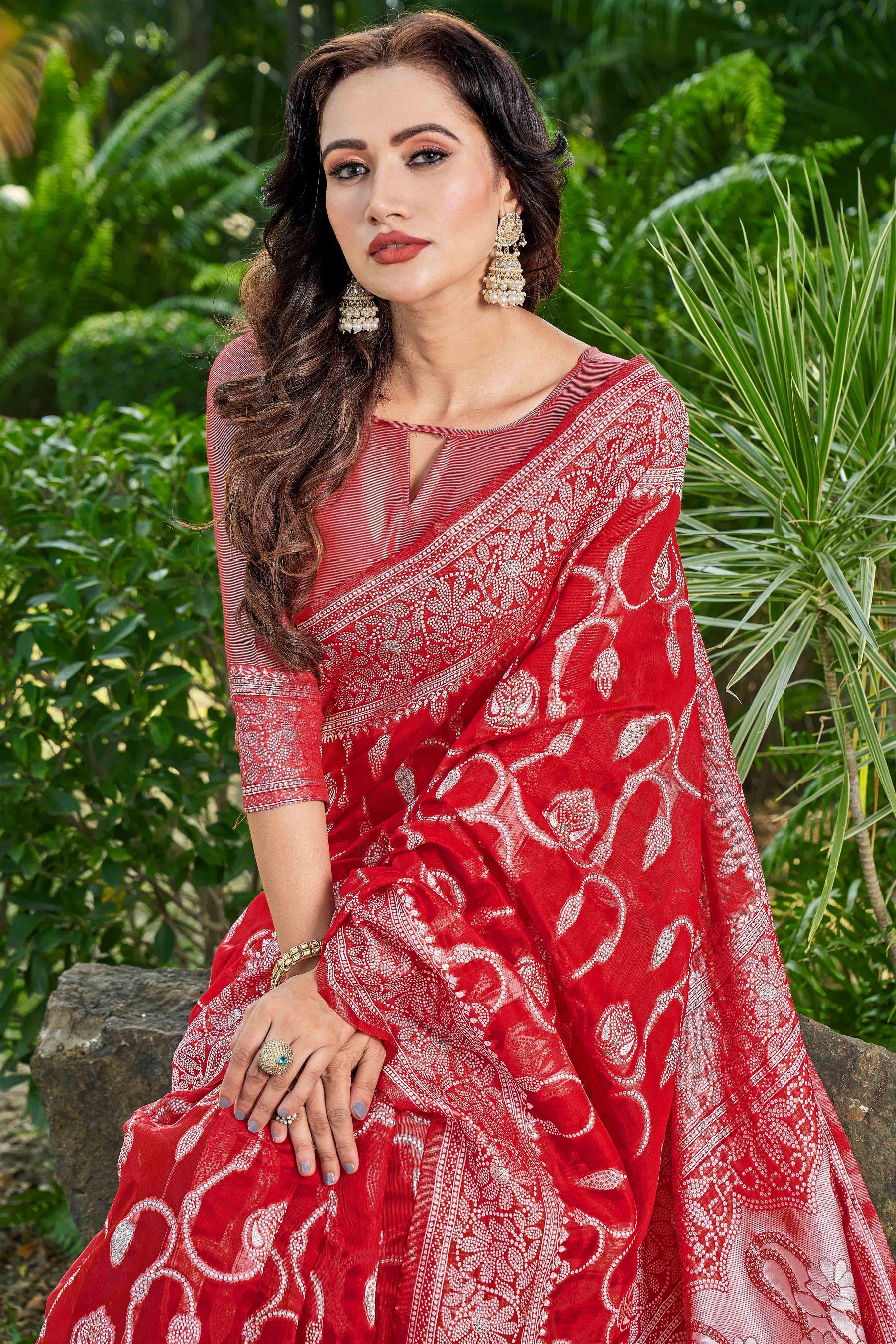 Floral Woven Design Zari Silk Cotton Saree