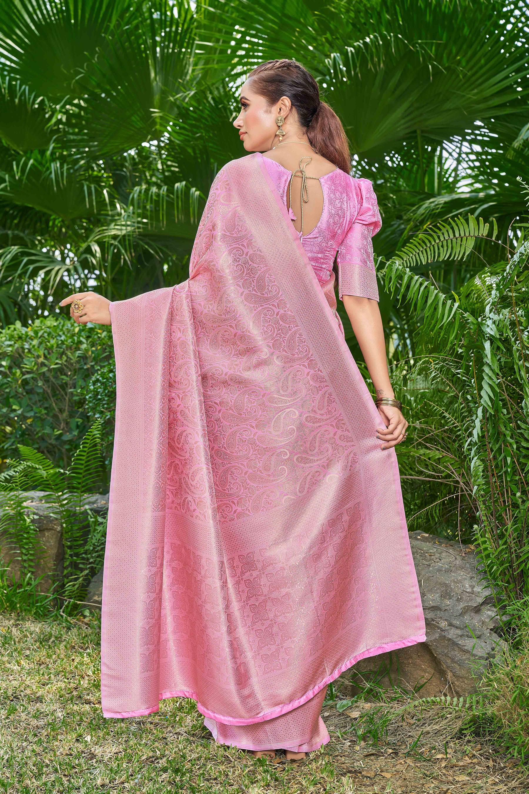 Ethnic Motifs Woven Design Zari Banarasi Saree