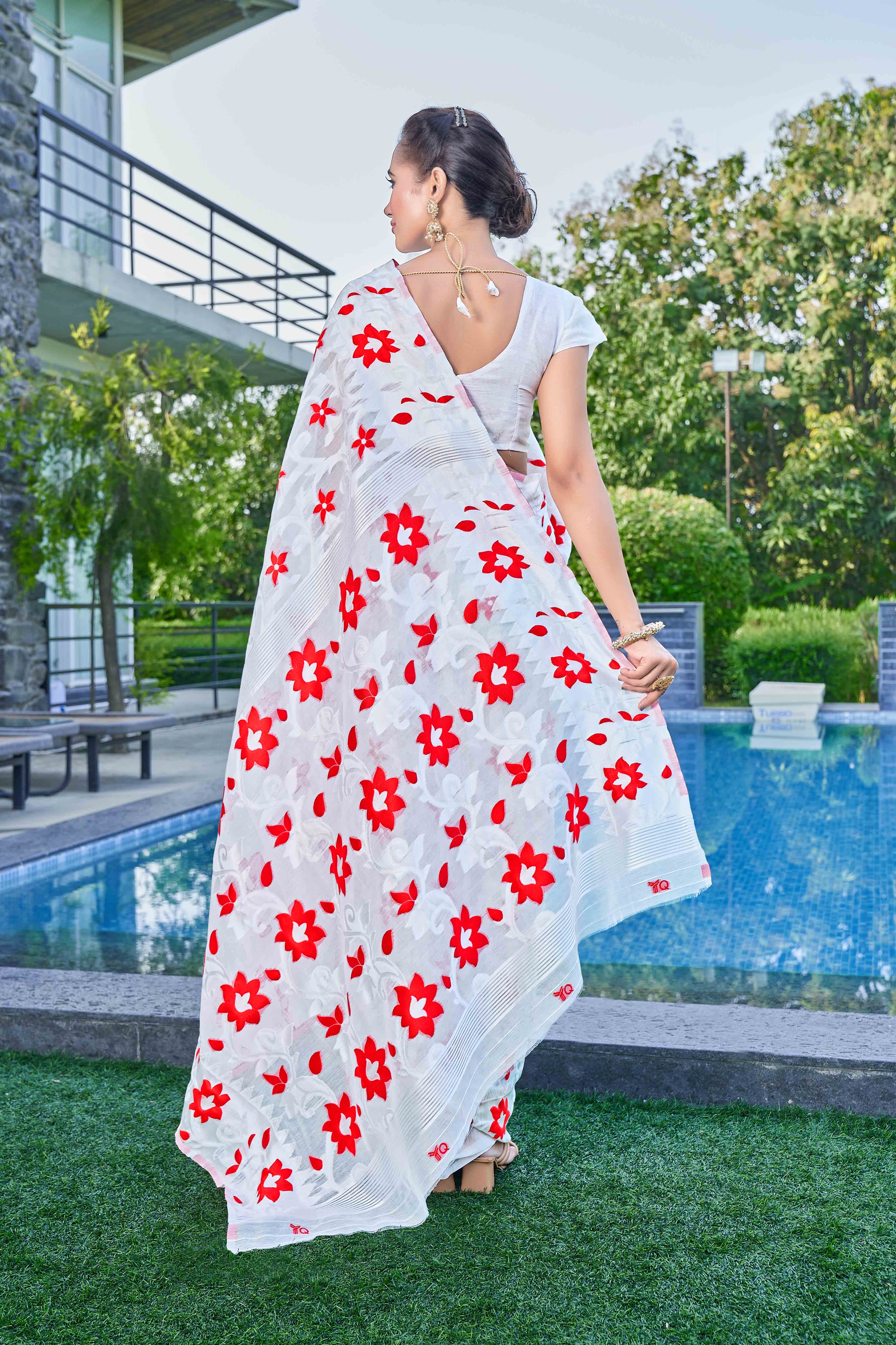 Floral Woven Design Jamdani Saree