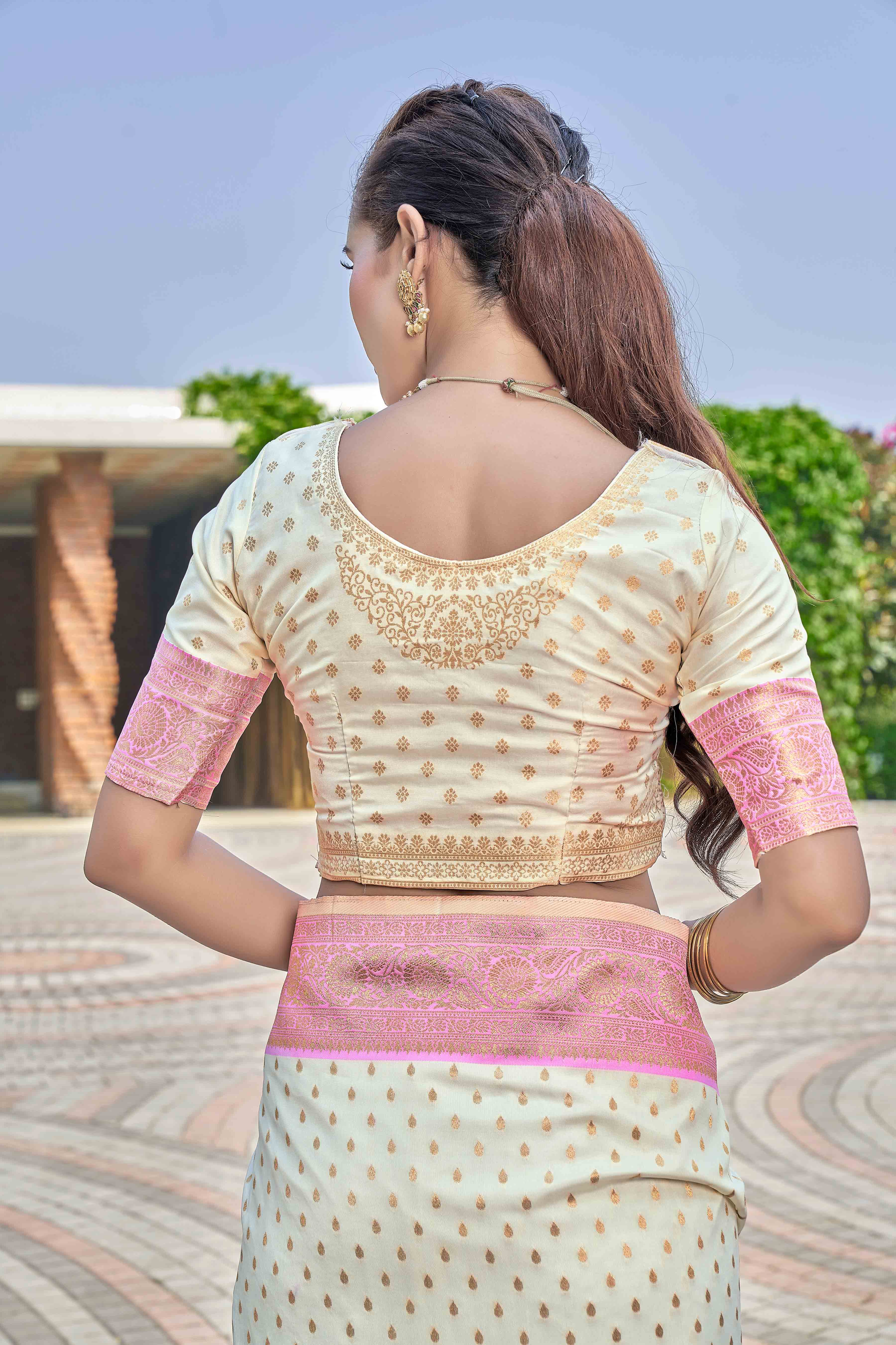 Ethnic Motifs Woven Design Zari Banarasi Saree
