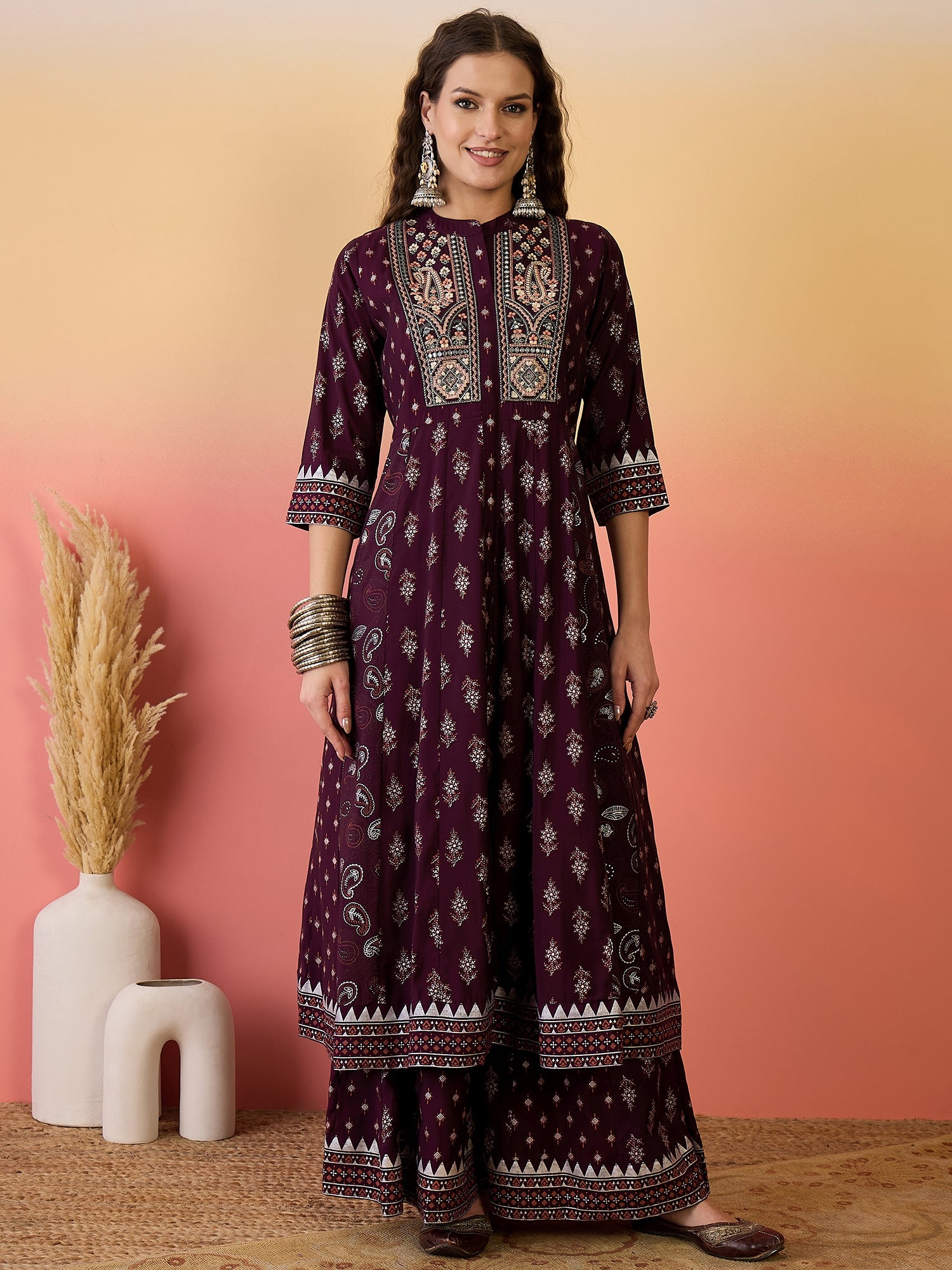 Women Embroidered Anarkali Kurta Set With Dupatta
