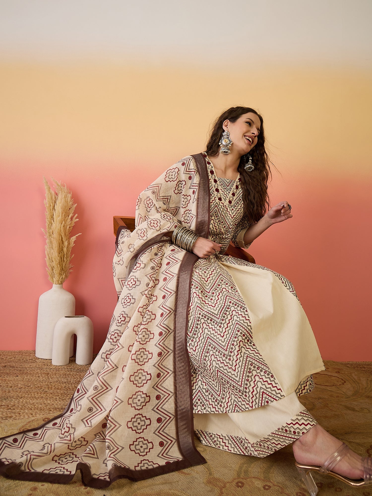 Women Embroidered Anarkali Kurta Set With Dupatta