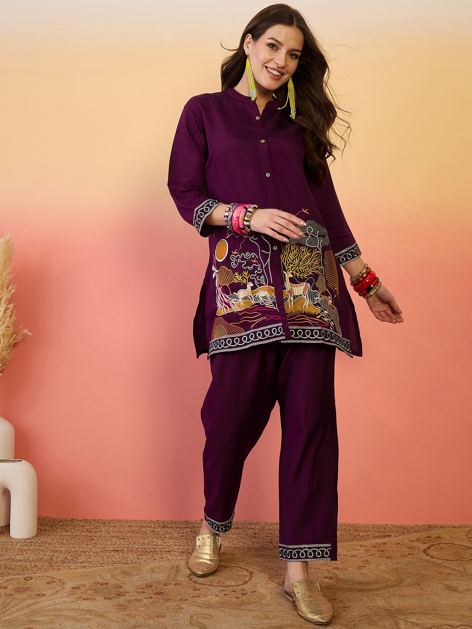 Embroidered Tunic With Trouser Co-Ords