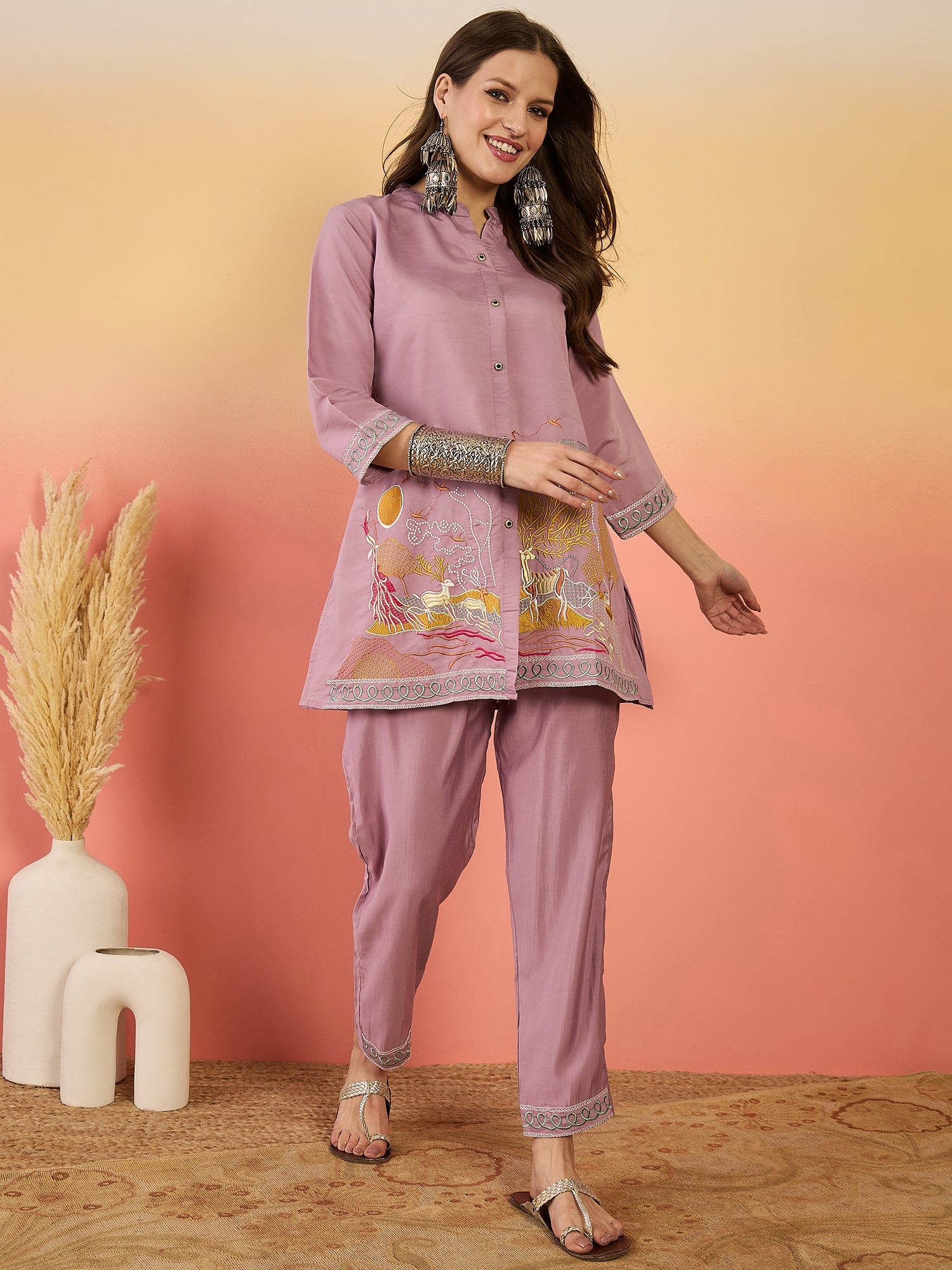 Embroidered Tunic With Trouser Co-Ords