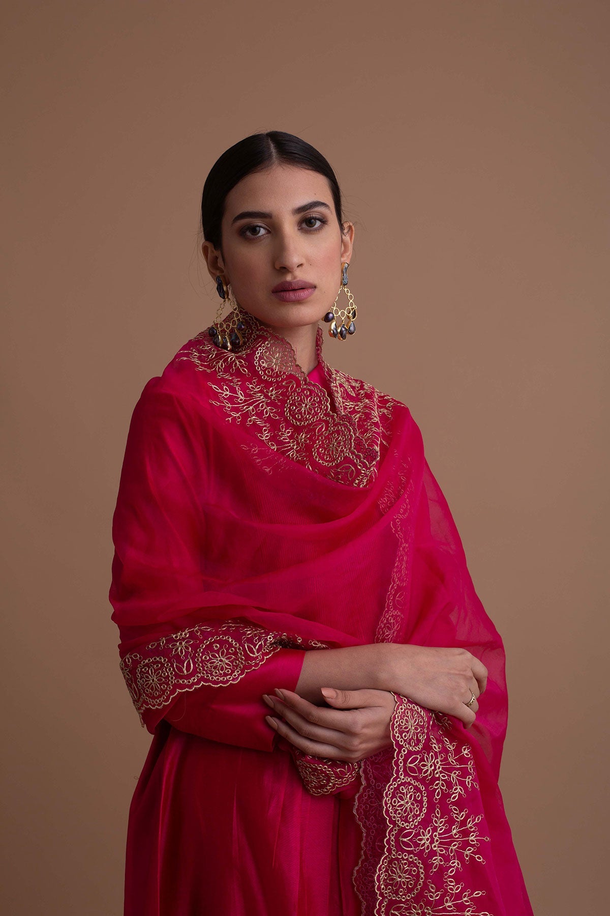 Women's Cotton Silk Anarkali Solid Kurta with Pant & Dupatta