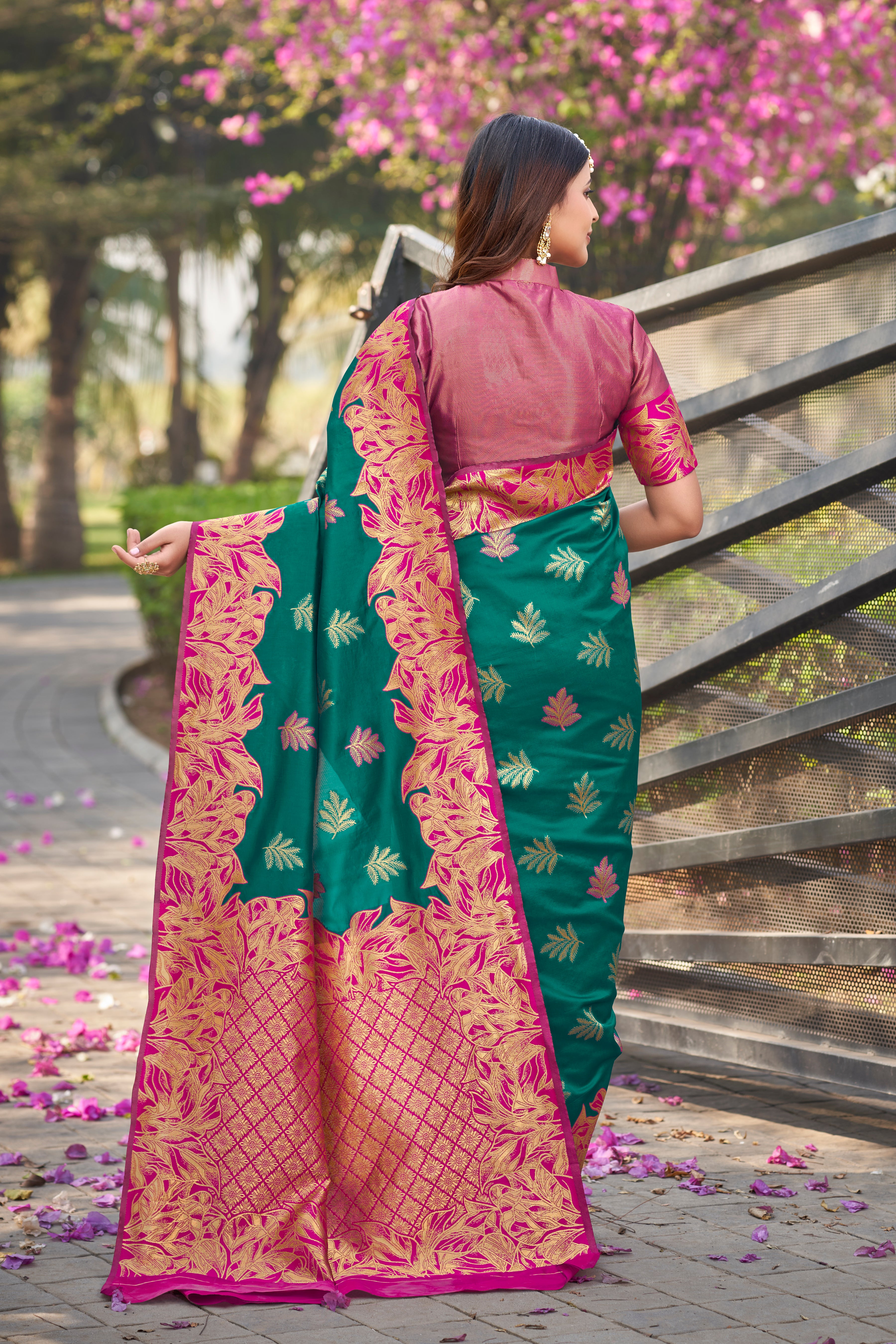 Ethnic Motifs Kanjeevaram Woven Design Zari Baluchari Saree