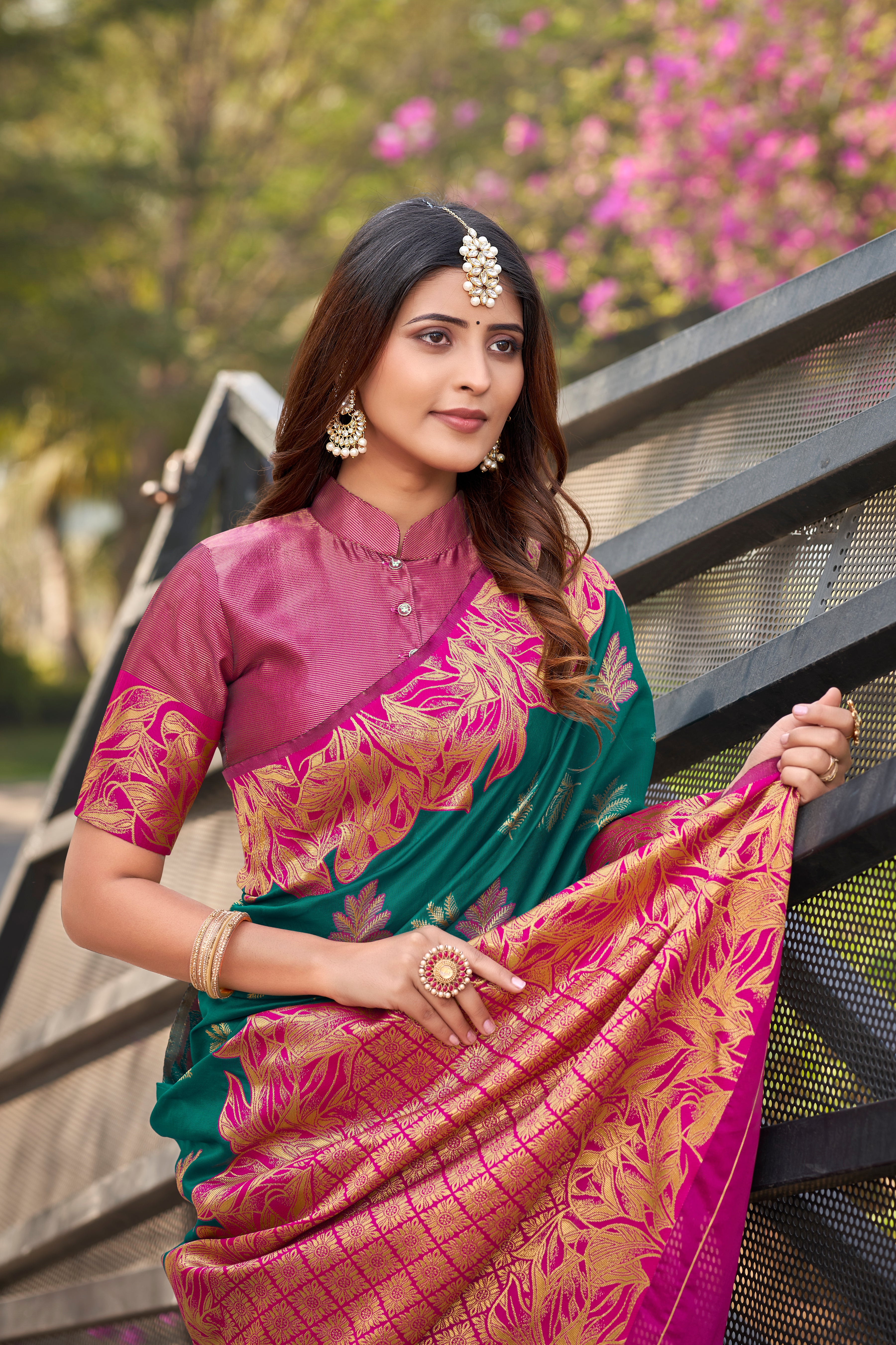 Ethnic Motifs Kanjeevaram Woven Design Zari Baluchari Saree