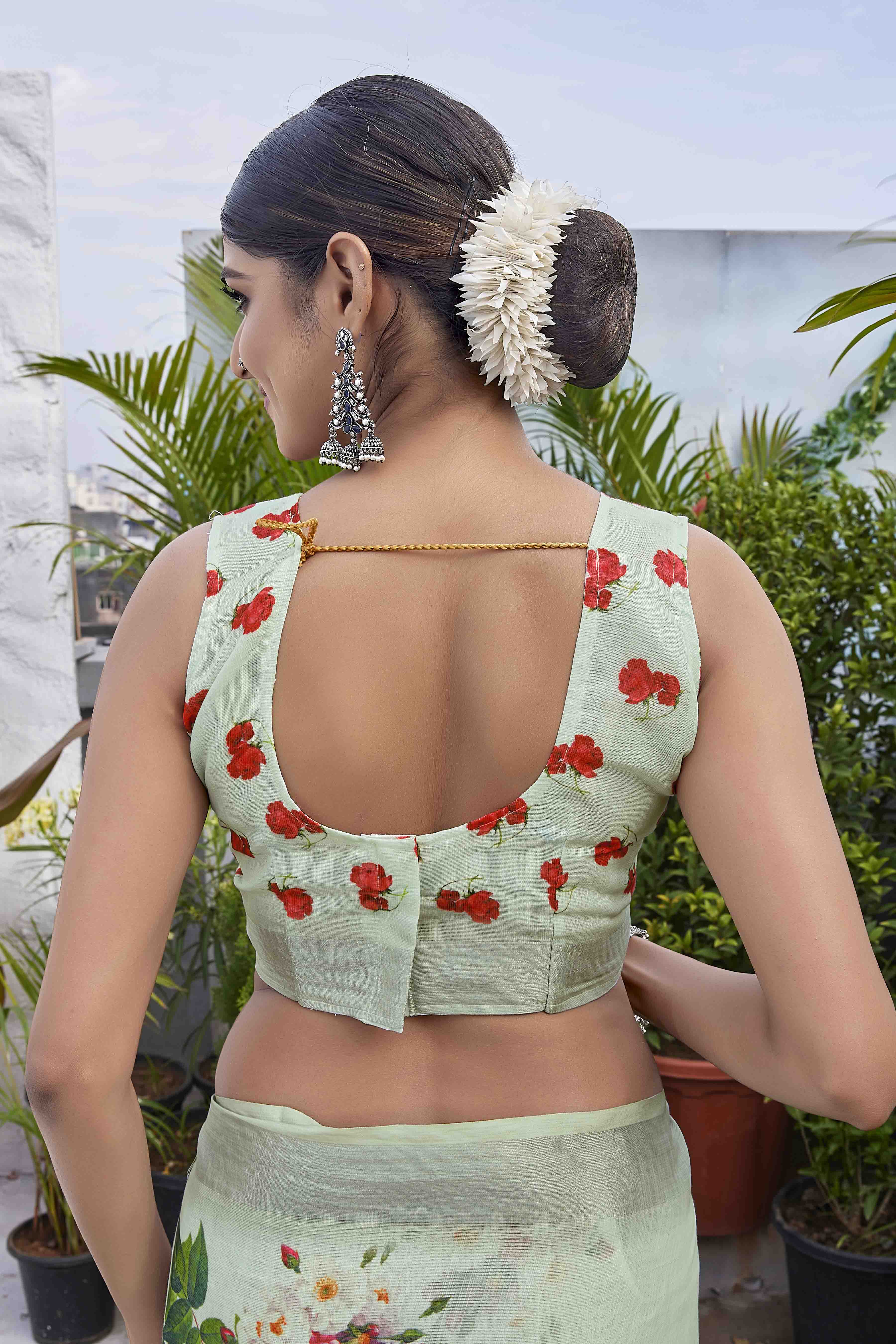 Digital Print Woven Design Floral Printed Zardozi Designer Saree