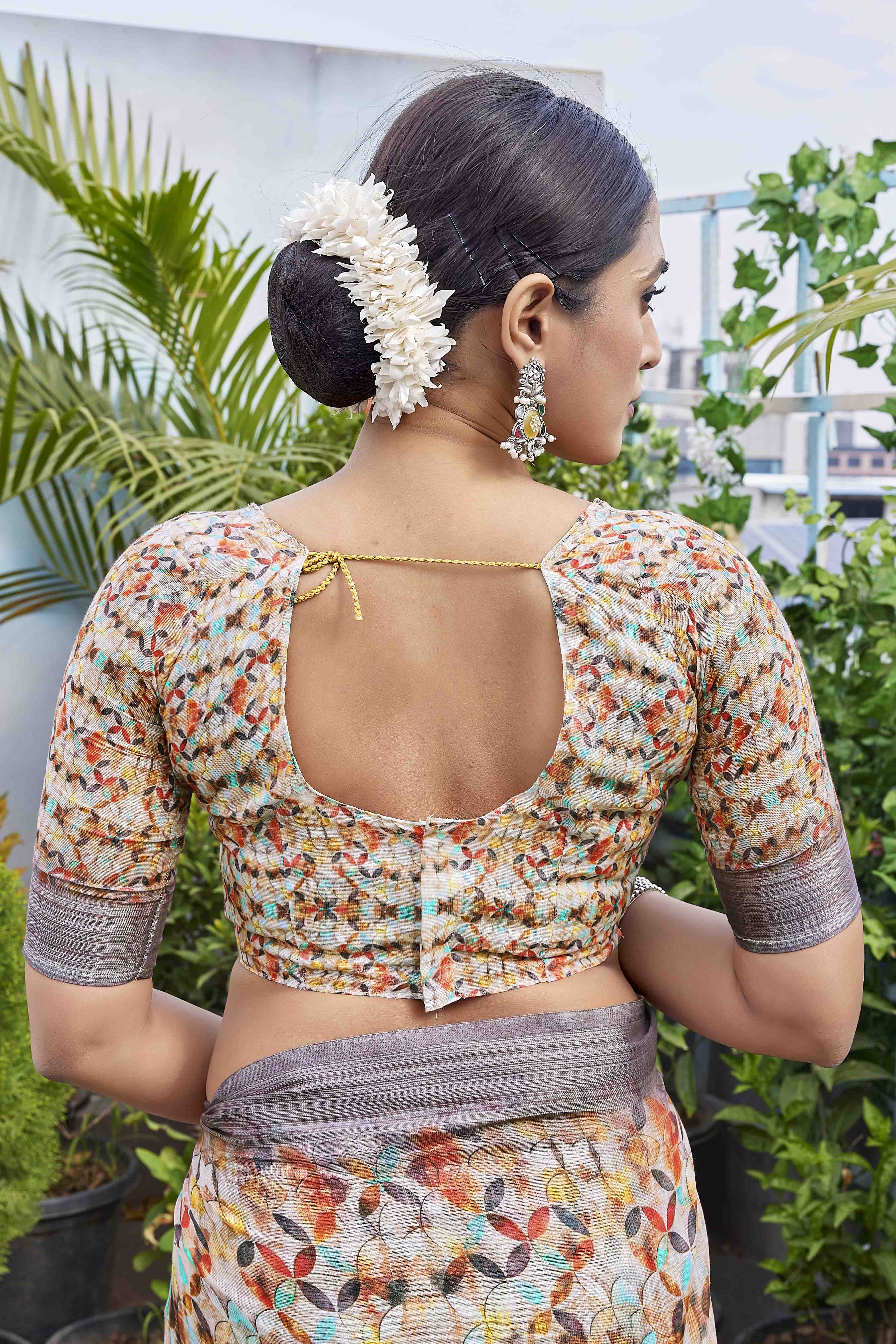 Digital Print Geometric Printed Woven Design Zardozi Saree