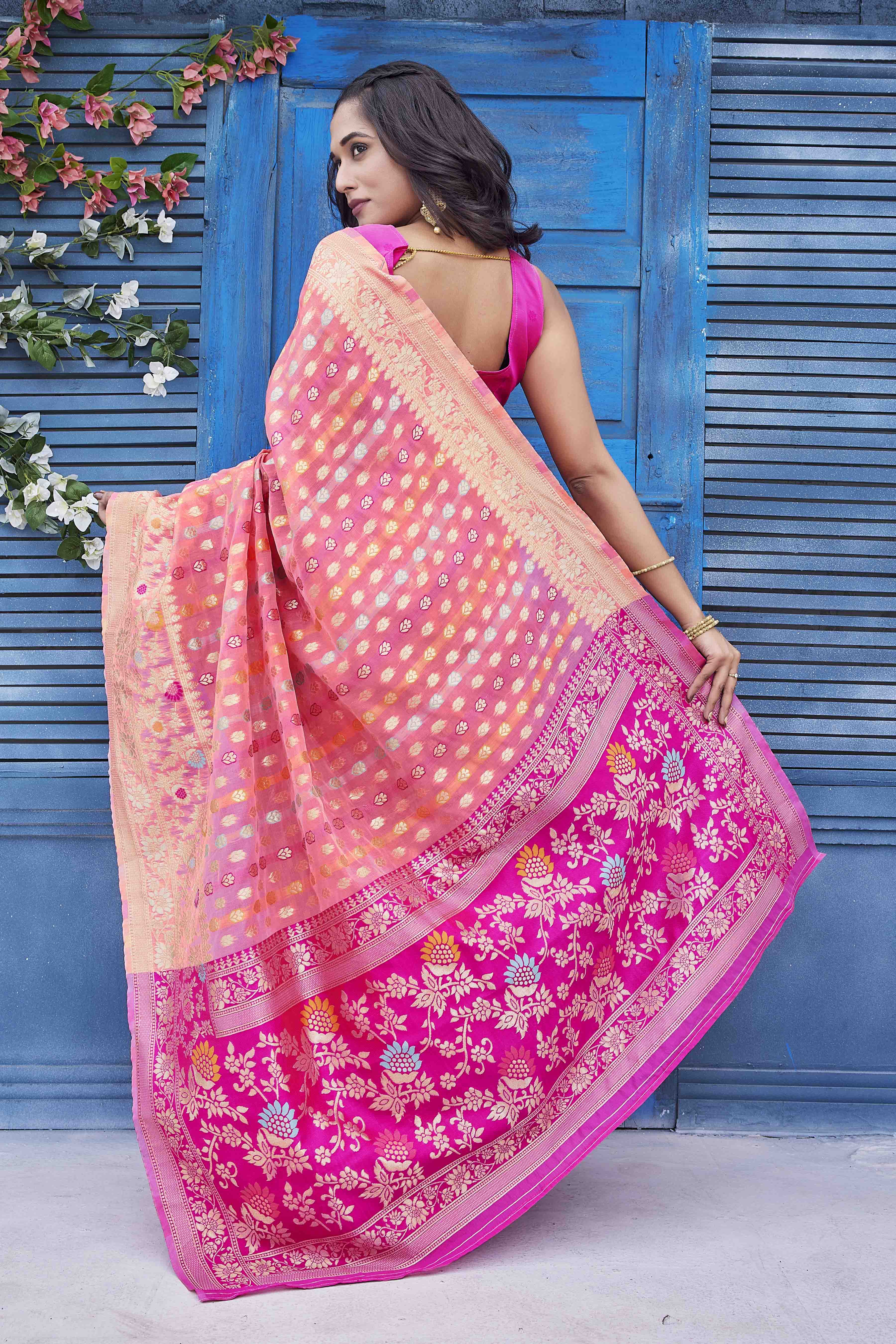 Ethnic Motifs Woven Design Zari Banarasi Saree