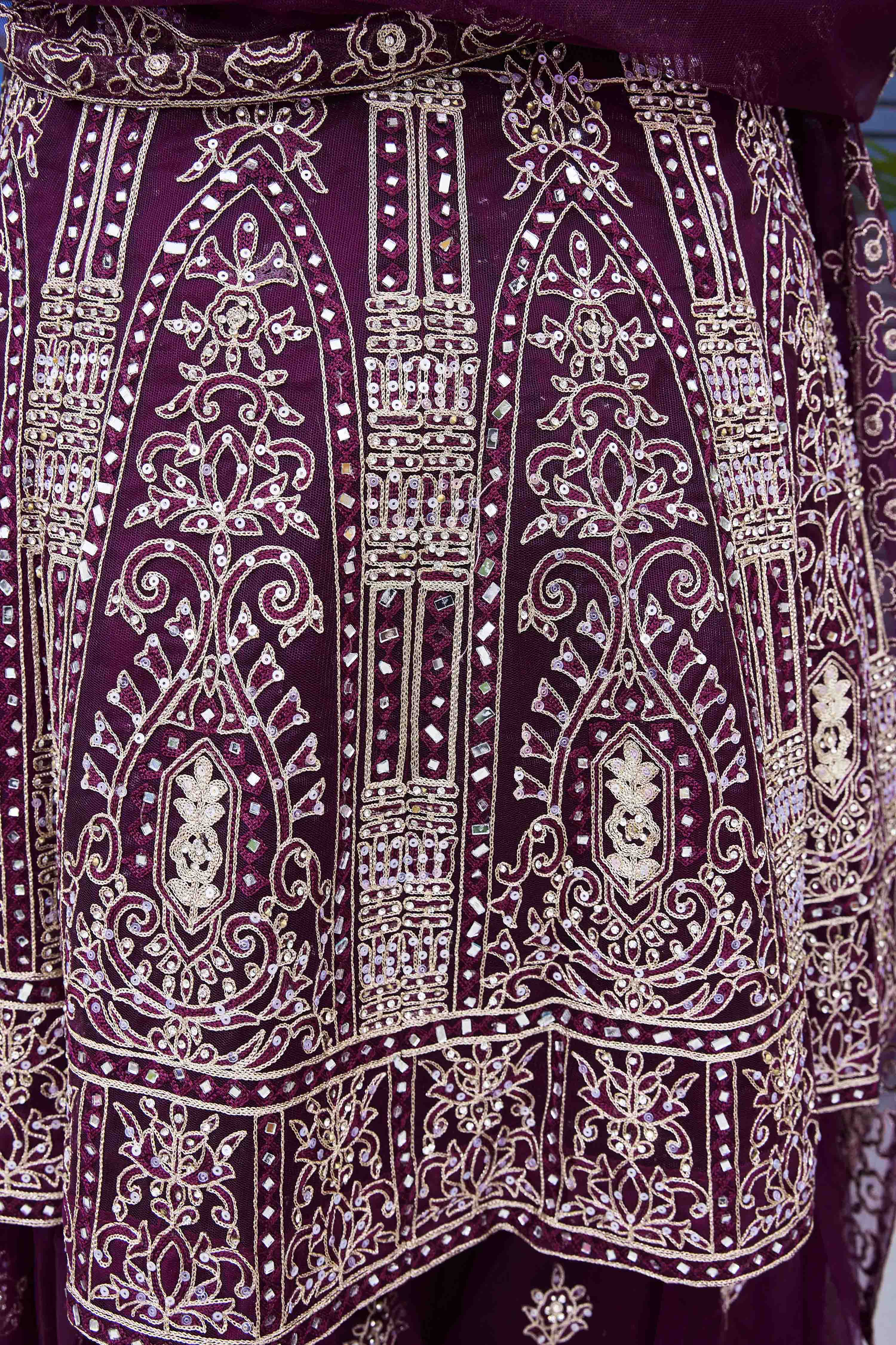 Ethnic Motifs Embroidered Empire Beads & Stones Kurta With Sharara & Dupatta