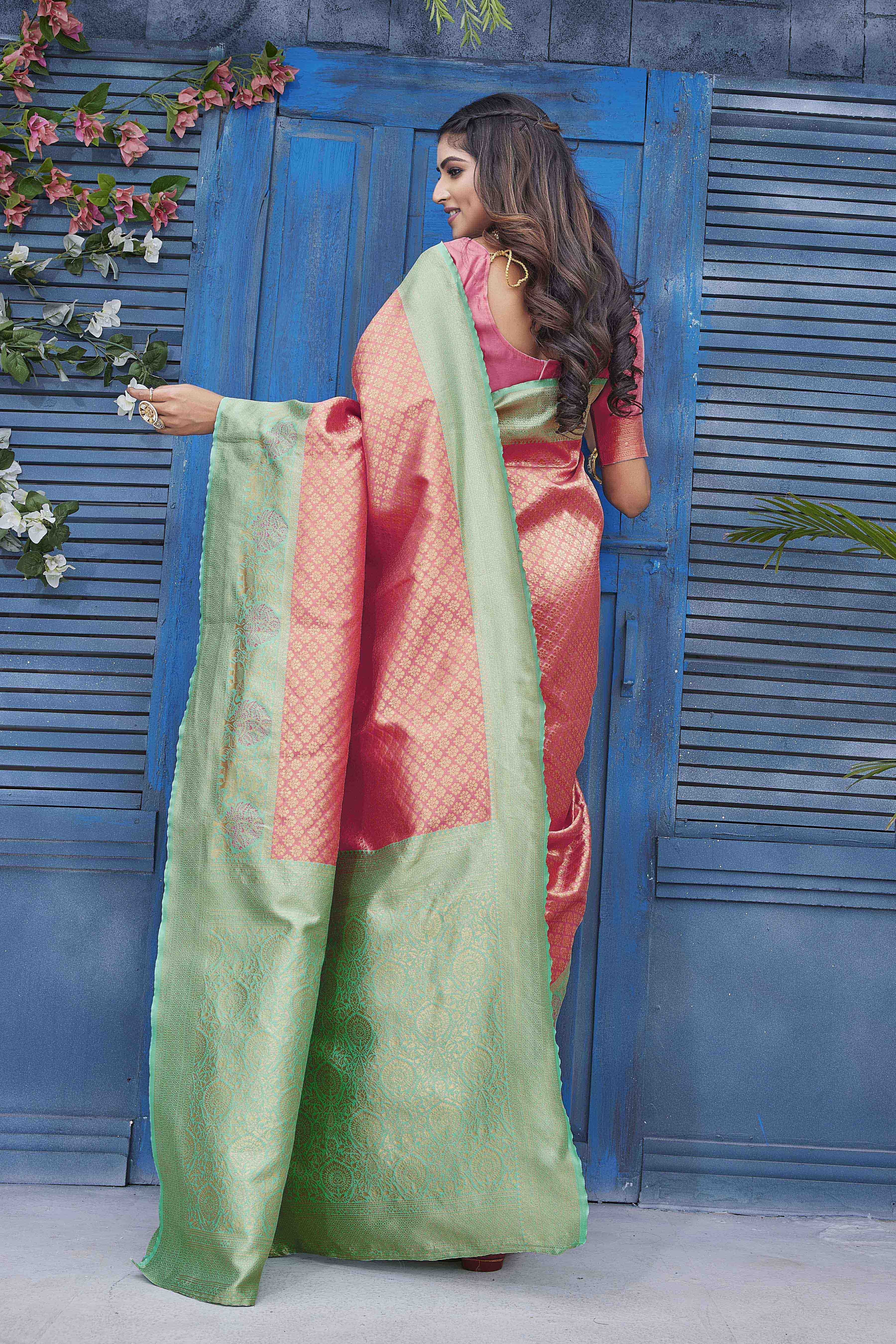 Woven Design Ethnic Motifs Zari Banarasi Saree
