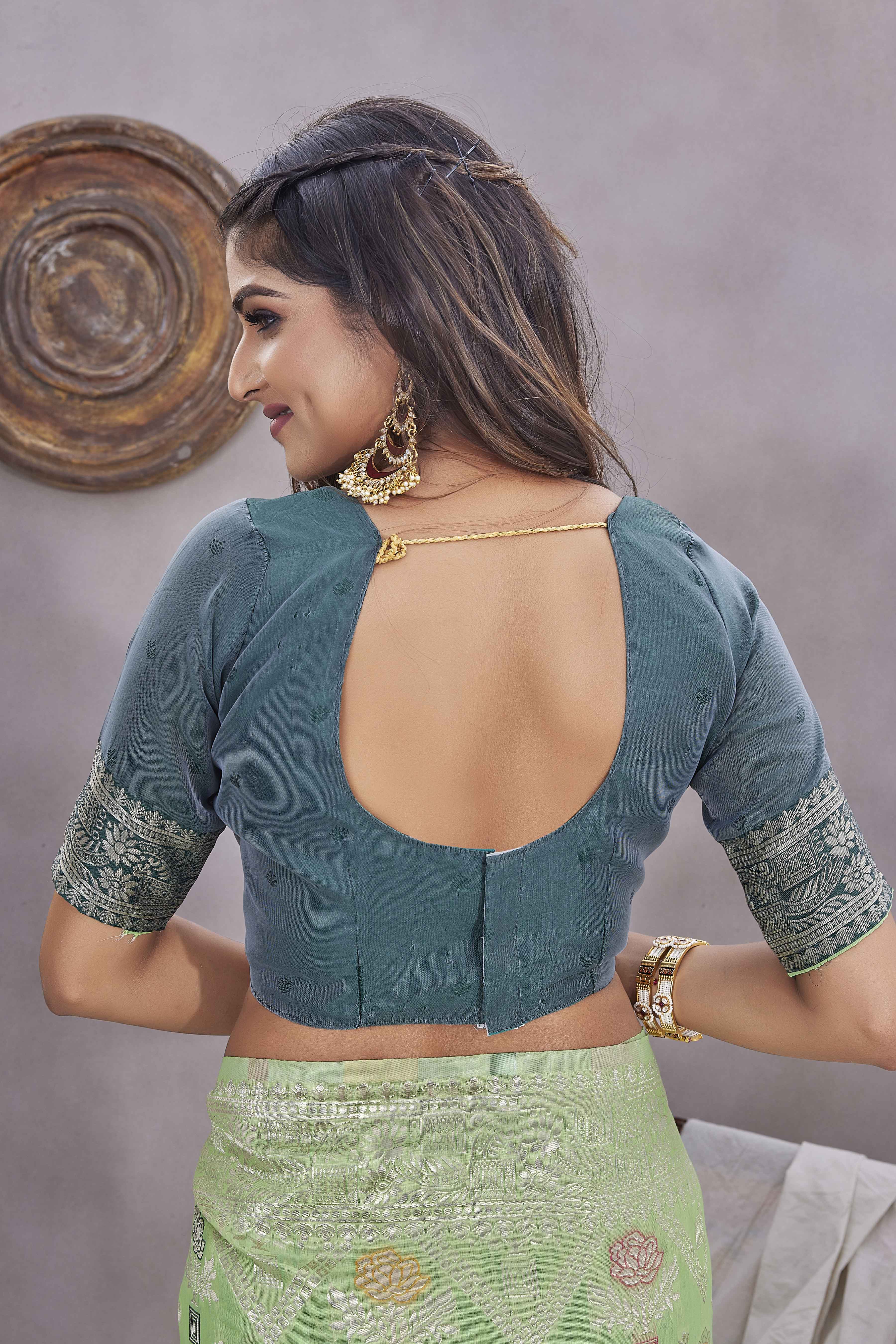 Floral Printed Woven Design Zari Banarasi Saree