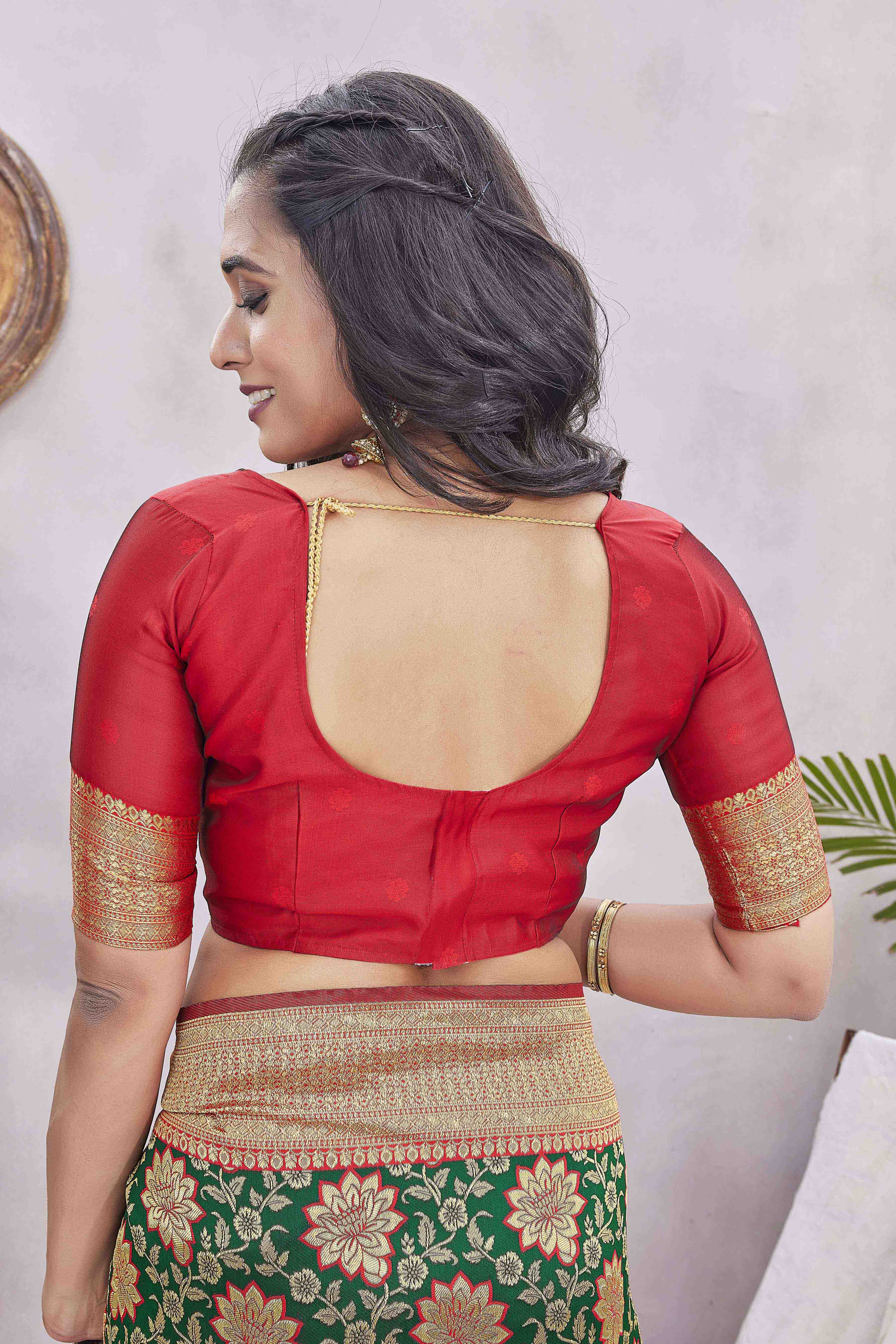 Floral Woven Design Zari Baluchari Saree