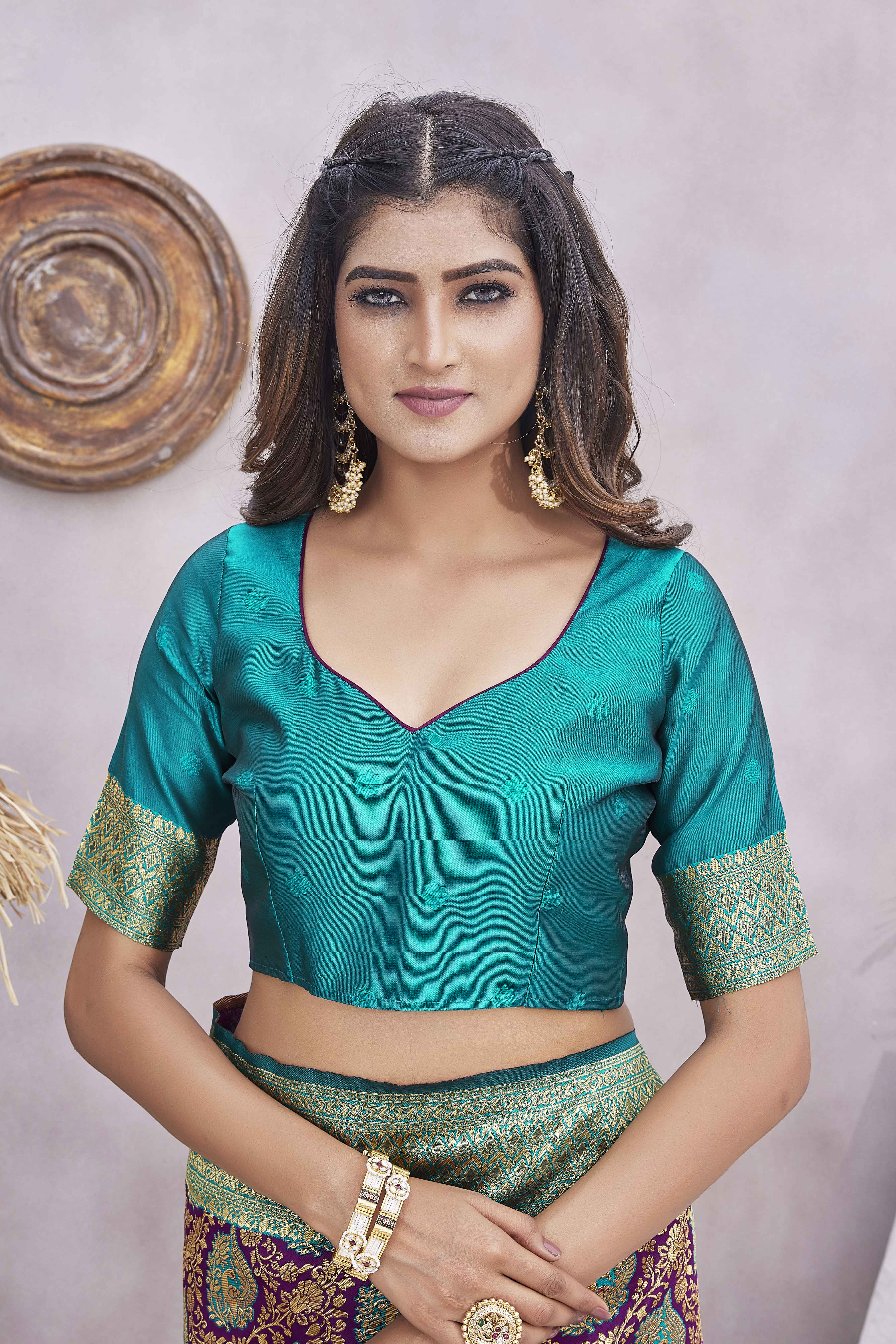 Floral Woven Design Zari Baluchari Saree