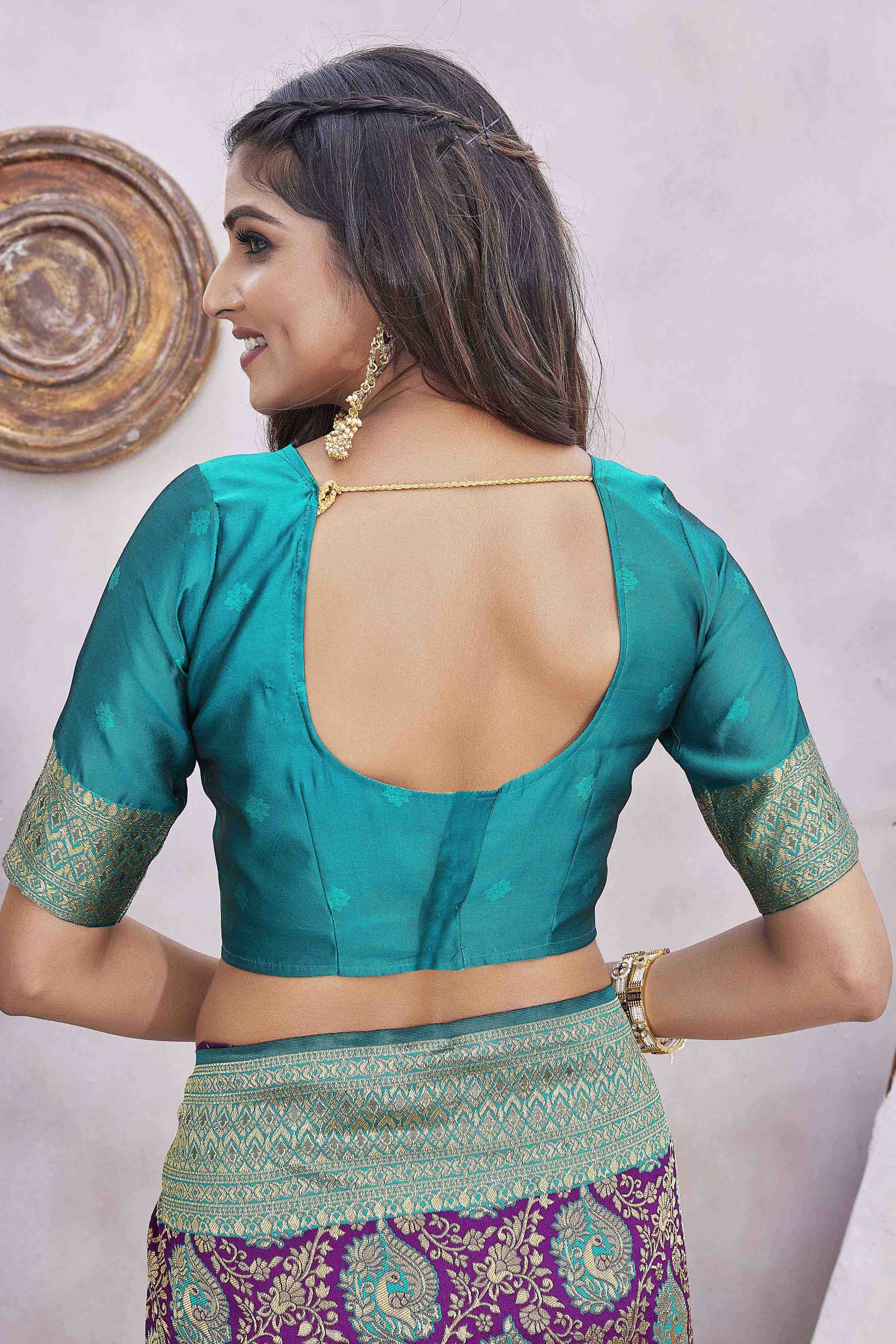 Floral Woven Design Zari Baluchari Saree