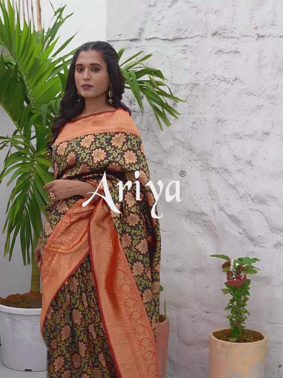 Floral Woven Design Zari Baluchari Saree